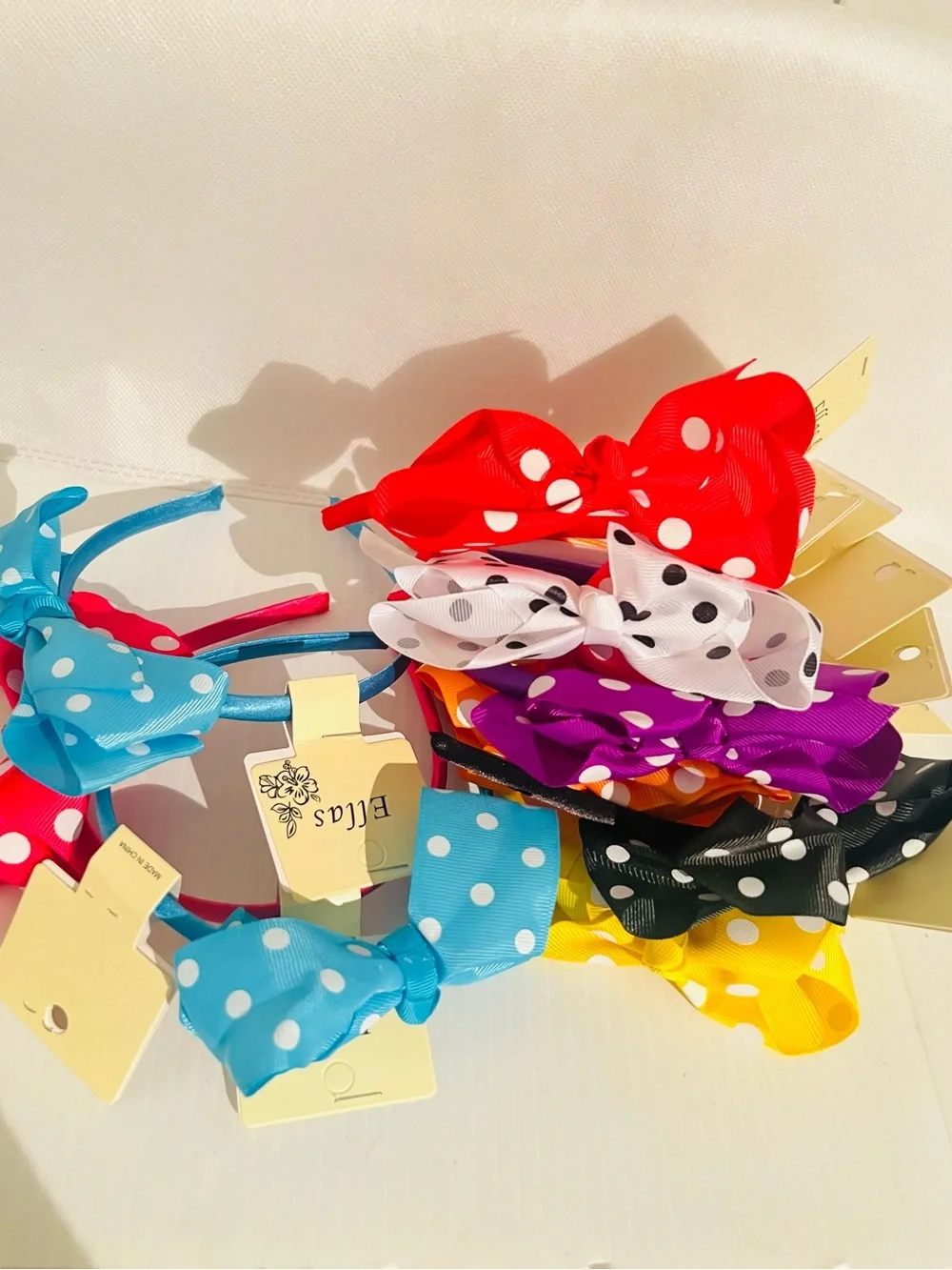 10 PC Polka Dot Bow Headbands NWT kids